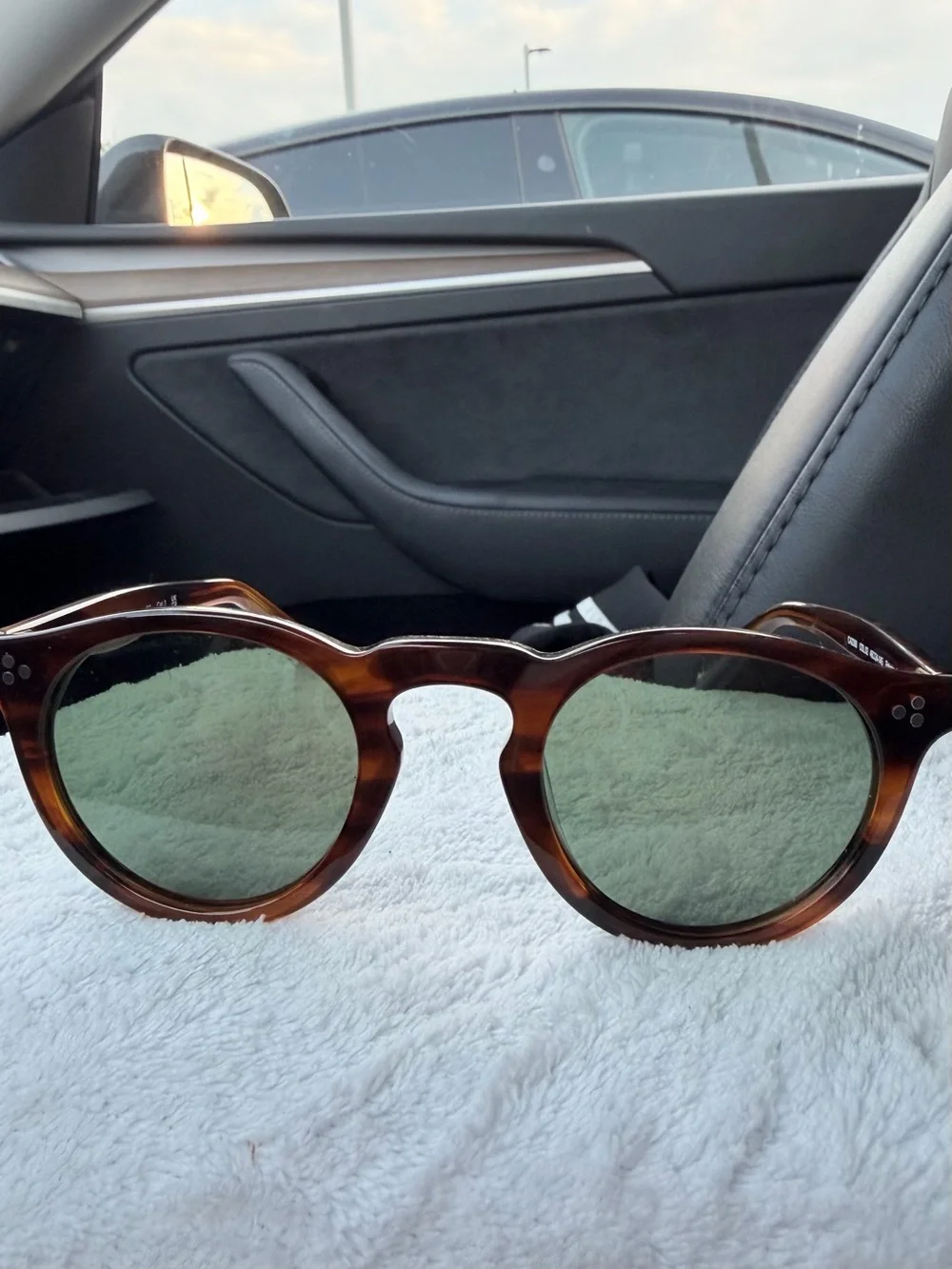 Men's Round Tortoiseshell Sunglasses with Green Lenses